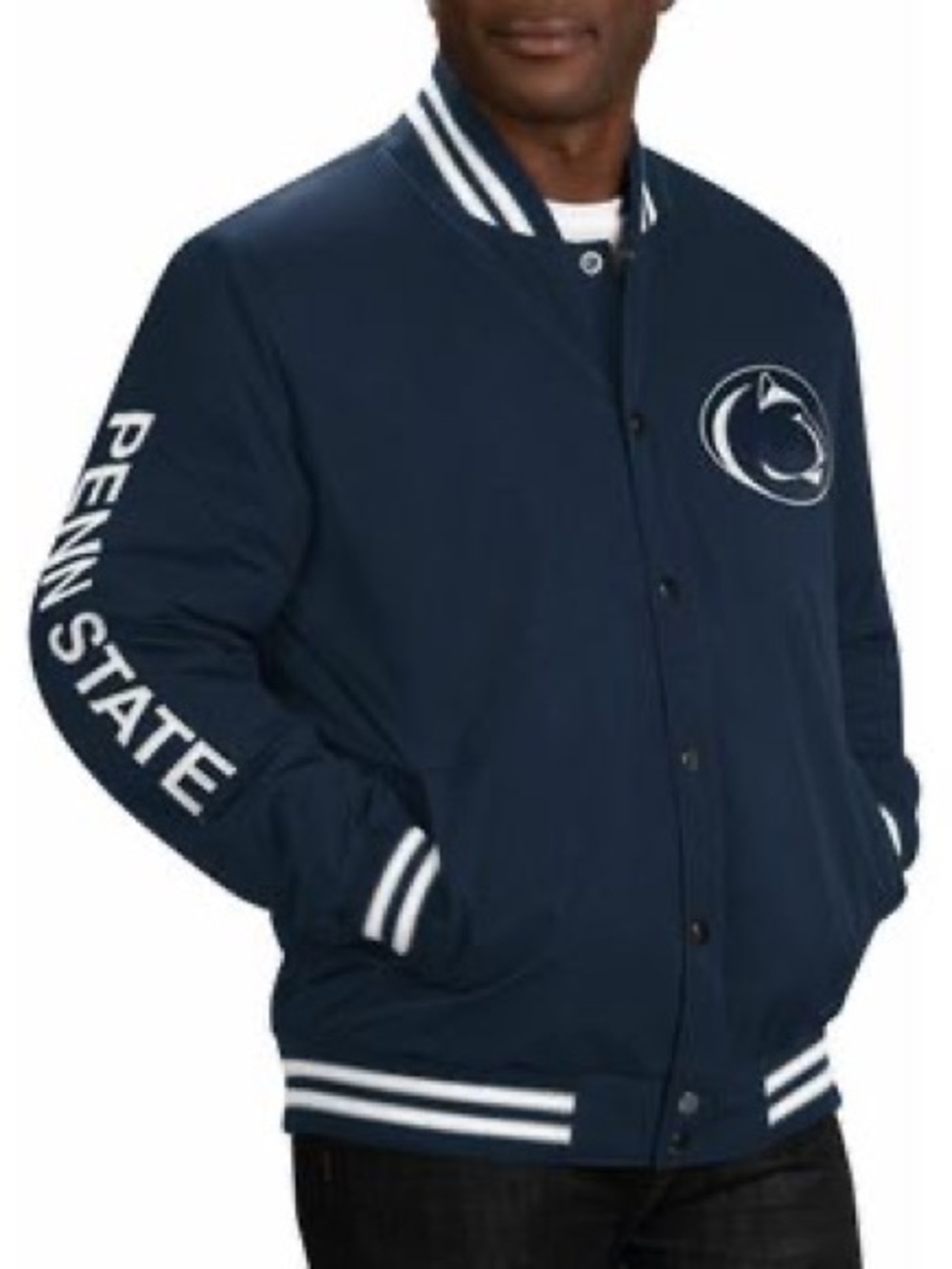 Penn State Nittany Lions G-III Carl Banks Varsity Bomber Jacket Navy M